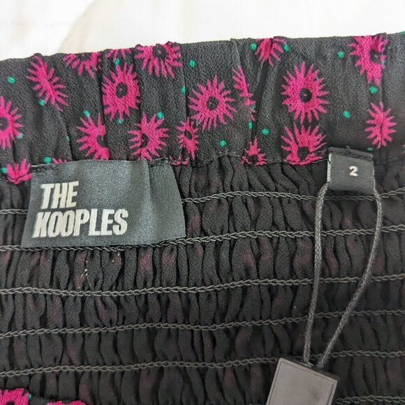 The Kooples Anthropology Mini Skirt Small Pink/Black Ditsy Floral Pull-on NWT - Picture 6 of 16